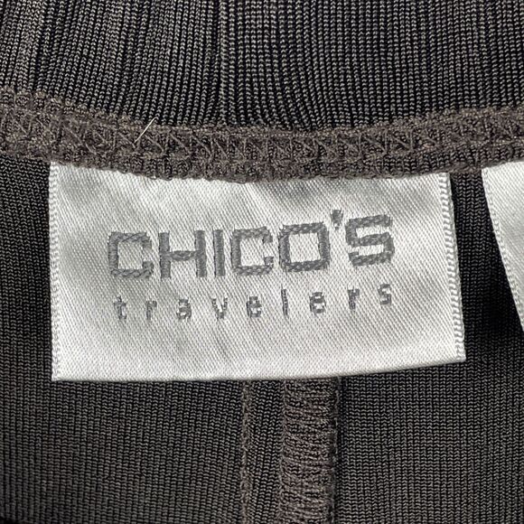Chicos Travelers Slinky Pants (3) XL Short Black Pull On Minimalist Stretchy USA - Picture 2 of 9